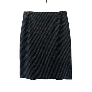 MM.LaFleur Wool Blend Midi Pencil Skirt Grey Diagonal Pinstripe Women's 12 USA